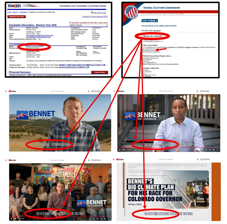 NEW: Is Michael Bennet Using Senate Campaign Money to Pay for Latest Governor Campaign Ad? The Disclaimer Says Yes.